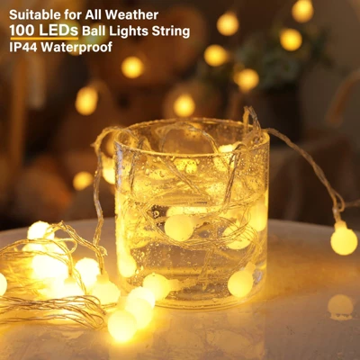 Itopfox 33ft 100 LED Globe String Lights With Remote, 8 Modes Fairy Lights For Indoor Outdoor Party Wedding Christmas Tree Decor, Warm White 6 Itopfox 33ft 100 LED Globe String Lights With Remote, 8 Modes Fairy Lights For Indoor Outdoor Party Wedding Christmas Tree Decor, Warm White - Image 4