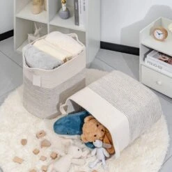 Itopfox Fabric Cotton Rope Storage Basket With Handles, Decorative Woven Basket For Living Room, Closet Organizer For Blankets, Toys, Laundry -Kitchen Chef GUEST faf7b619 cb2a 4471 9076 a728023f3b89