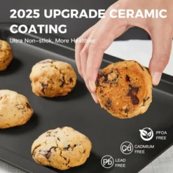 Itopfox Ceramic Baking Sheet Pan Set, Nonstick Cookie Sheets For Oven With Wider Grips, 3-Pack Bakeware Trays, Premium Dishwasher Safe - Dark Grey -Kitchen Chef GUEST fc07d036 6408 4934 aceb fb2cc4c2b236