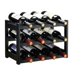 Itopfox 3-Tier Bamboo Wine Rack, Sturdy And Durable Wine Storage Cabinet Shelf For Pantry, Kitchen, Holds 12 Bottles Securely -Kitchen Chef GUEST fd26fcfd 7145 4b03 b814 7712c675ae1f