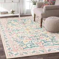 Itopfox Machine Washable Nursery Rug, Pink Floral Carpet Non Slip, Soft Boho Indoor Floor Rug For Girls Bedroom, Living Room, Dorm -Kitchen Chef GUEST fd868329 672c 4ef4 a9cf c6e5a5cd6147