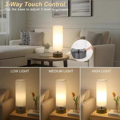 Itopfox Touch Table Lamp, 3-Way Dimmable Modern Minimalist Accent Bedside Lamp With Cylinder Fabric Shade, Night Light Nightstand Desk Lamp 4 Itopfox Touch Table Lamp, 3-Way Dimmable Modern Minimalist Accent Bedside Lamp With Cylinder Fabric Shade, Night Light Nightstand Desk Lamp - Image 2