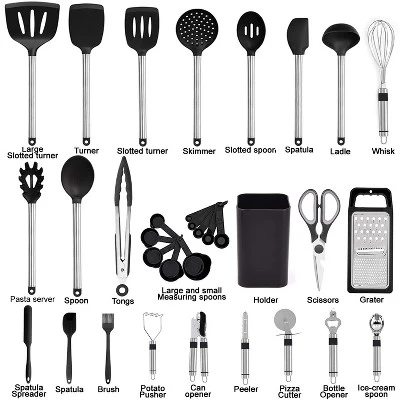 Itopfox Kitchen Utensil Set With 33 Silicone Cooking Tools For Nonstick Cookware - Stainless Steel Spatula Set & Useful Pots And Pans Accessories 3 Itopfox Kitchen Utensil Set With 33 Silicone Cooking Tools For Nonstick Cookware - Stainless Steel Spatula Set & Useful Pots And Pans Accessories