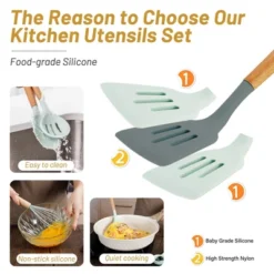 Itopfox 35-Piece Silicone Kitchen Utensil Set With Wooden Handles, Non-Stick Cooking Tools Including Spatula, Spoon, Turner, Tongs, Measuring Cups -Kitchen Chef GUEST fefc7a6e bed5 46a0 be05 60b12c752d37