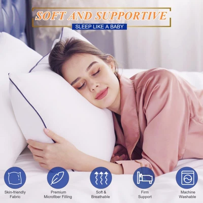 Itopfox Bed Pillows For Sleeping - Medium Soft, Queen Size Set Of 2, Cooling Hotel Quality For Back, Stomach Or Side Sleepers 3 Itopfox Bed Pillows For Sleeping - Medium Soft, Queen Size Set Of 2, Cooling Hotel Quality For Back, Stomach Or Side Sleepers